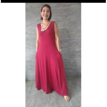 Imagem de Vestido  longo  regatão com  fenda lateral - Neide modas, Vermelho, P