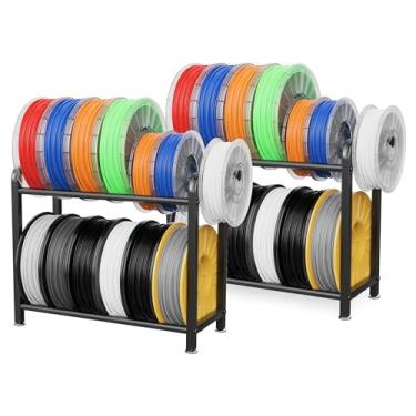 Imagem de Pacote com 2 prateleiras de armazenamento de filamentos 3D, rack de armazenamento de mesa, 2 camadas com extensão de alimentador para filamento PETG/PLA/ABS/ASA, acessórios de impressora 3D