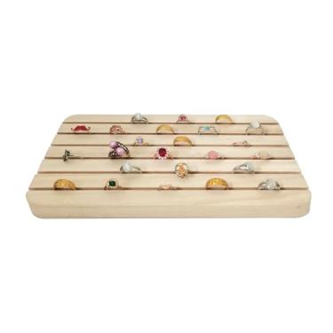 Imagem de SCIKHEFT Suporte de cartão de visita de madeira natural, suporte de exibição de brincos de madeira, expositor de joias de varejo para venda de brincos organizador de anéis