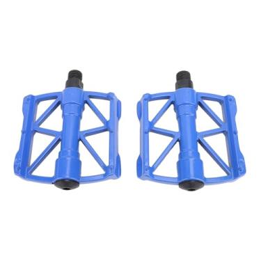 Imagem de 1 par de pedais de ciclismo lateral duplo pinos não escorregadores de alumínio Pedal de pé oco para andar de montanha de bicicleta etc. peças de bicicleta (Blue)