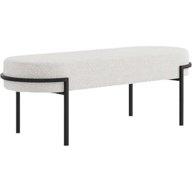 Imagem de Moder Etryway Bech, Miimalist Estofado Ed Of Bed Bech, Ottoma De Bech Tufted Sherpa, Accet Bech Com Assento Acolchoado, Banqueta De Apoio Para Os Pés Macio, Black, 80x40x42cm(31x16x17inch)