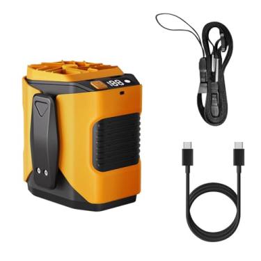 Imagem de MiOYOOW Ventilador de cintura portátil, ventilador de resfriamento de pescoço ajustável de 100 velocidades com lanterna, display digital, carregamento USB