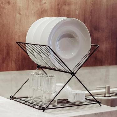 Imagem de Escorredor de Louça Pratos e Copos Dobrável Pliar | Articulado Duplo 2 Níveis | Durável e Resistente | Otimização de Espaço Preto
