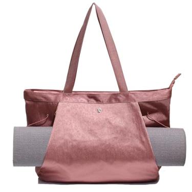 Imagem de ESVAN Bolsa de ioga feminina com cordão para escritório, treino, viagem, pilates, academia e praia (nylon ouro rosa)