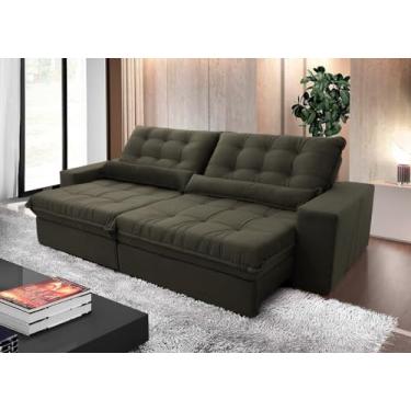 Imagem de Sofá Retrátil Reclinável Zurique 2.30m Suede Velut Marrom Claro Molas no Assento - King House