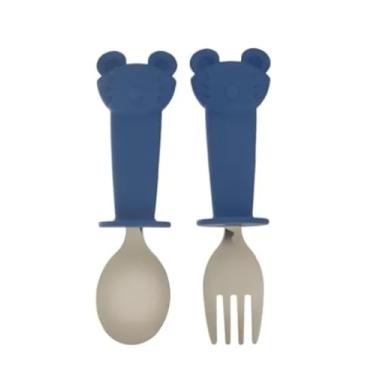Imagem de Kit Talheres Inox com cabo de Silicone Tigor Little - Tigor T. Tigre AZUL
