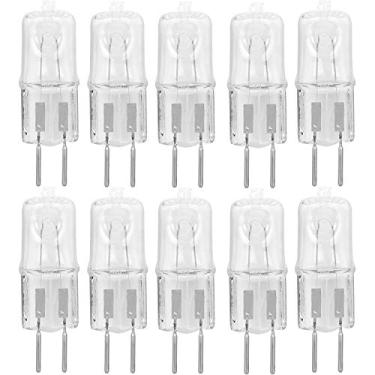 Imagem de Pacote com 10 lâmpadas halógenas aquecedor de óleo elétrico lente transparente regulável Q35/G5.3/CL/120V G5.3 JCD 35 Watt 120 Volt aquecedor de vela GE forno micro-ondas óleo aromaterapia lâmpada incensor
