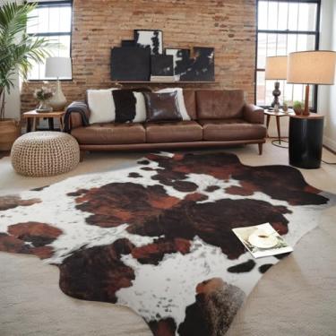 Imagem de Tapete de couro bovino 20 x 10 pés premium com estampa de vaca antiderrapante tapete de área com estampa animal tapetes ocidentais para sala de estar, quarto, sala de jantar, tapete para decoração