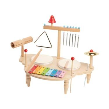 Imagem de MERIGLARE Instrumentos Musicais de Madeira, Bateria Infantil, Xilofone Multifuncional, Montessori