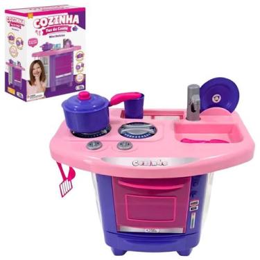 Imagem de Cozinha Infantil De Brinquedo Kit Completo C/ Panelinha Talheres Utens