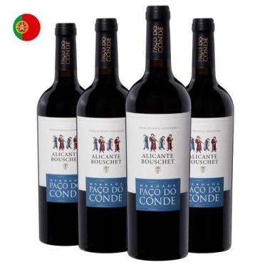 Imagem de Kit com 4 Vinhos Portugueses Tinto Seco Alicante Bouschet Paço do Cond