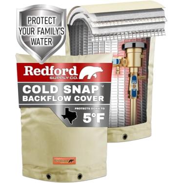 Imagem de Redford Supply Pro Capa de isolamento de refluxo externo para proteção contra congelamento de cachimbo de inverno – Bolsa impermeável multiuso para caixa de válvula de irrigador de água, medidor ou controlador (40 L x 66 A, bege)