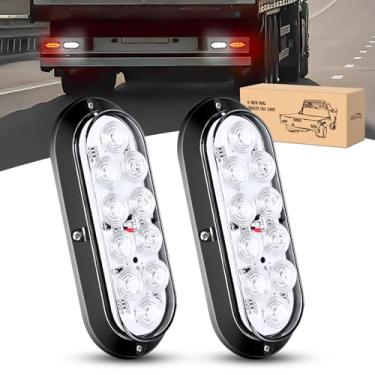 Imagem de GOOACC Luz traseira de LED oval de 15 cm, 2 peças de luzes brancas de 10 LED, montagem em superfície IP67 à prova d'água para trailer, caminhão, trator trailer, caminhão, trailer, trailer, van