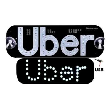 Imagem de Placa Uber Letreiro Luminoso Led Com Botão Liga/desliga - HG-UBER