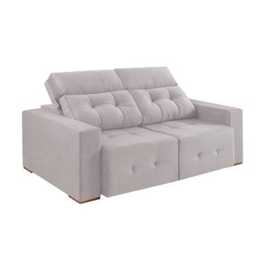 Imagem de Sofá 3 Lugares Retrátil e Reclinável Roma Veludo Prata 180 cm