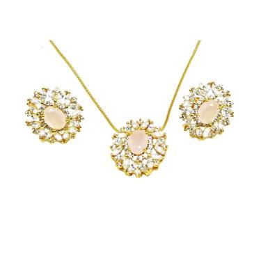 Imagem de Conjunto Colar e Brincos Folheados a Ouro 18k com Zirconia