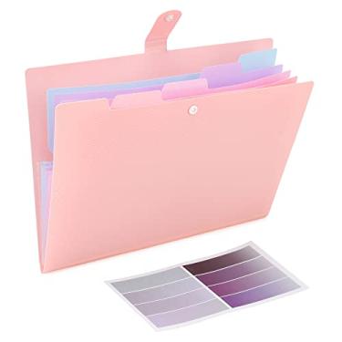 Imagem de Maimis Pasta de arquivo expansível, 5 bolsos fofos pastas com etiquetas, tamanho carta, sanfonado, pasta de arquivo expansível portátil para documentos, pasta organizadora de papel estética para escola, escritório