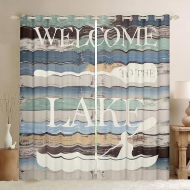 Imagem de Cortina de janela rústica cinza para casa de fazenda, estilo lago, para homens, mulheres, adolescentes, meninos, decoração de quarto, passeios de barco, cortinas de tratamento de janela, para amantes