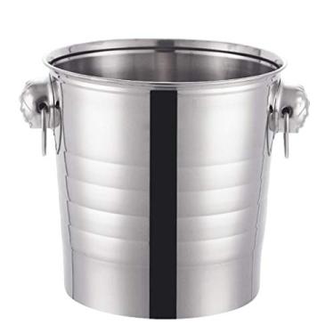 Imagem de balde de gelo para festas aço inoxidável alça redonda balde de gelo bar cerveja coquetel balde de gelo restaurante balde de champanhe balde de bebidas doméstico recipiente de gelo balde de vinho