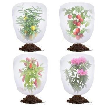 Imagem de Rede de pássaros para proteção de jardim – pacote com 4 barreiras de pragas com cordão, rede mosquiteira de 9 cm x 7 m, capa protetora de tomate, rede de plantas de jardim para cigarras, vegetais,