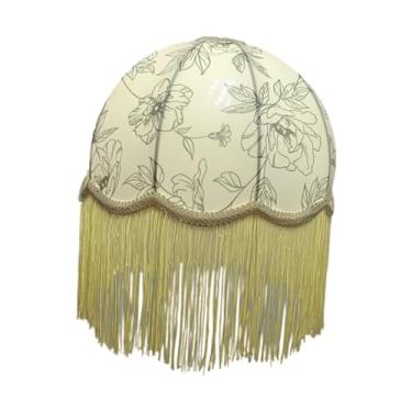 Imagem de WeiLaiKeQi Abajur de tecido para decoração de abajur, luminária pendente para cozinha, cabeceira, restaurante, fazenda, sala de estar, com Borla 32cm X 28cm