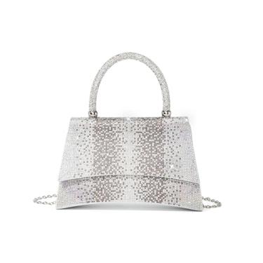 Imagem de Sweetovo Bolsa clutch de strass para mulheres, bolsa de ombro brilhante e bolsas para festa de casamento à noite bolsa transversal, B - prata