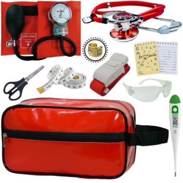 Imagem de Kit Academico Enfermagem Premium Preto Completo - Love Saude, VERMELHO