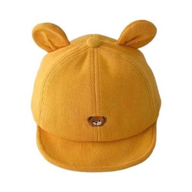 Imagem de Boné de Beisebol Infantil com Desenho de Ursinho - Chapéu de Sol com A