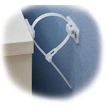 Imagem de Kit de âncoras de parede antipontas para móveis com 6 correias de móveis para segurança à prova de bebês Tiras de segurança para crianças resistentes a terremotos para estante de armário de cômoda,