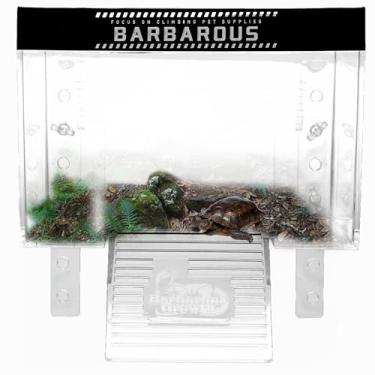 Imagem de Plataforma para tartaruga, rampa de tartaruga de policarbonato, 19,8 x 14 x 14 cm, decoração de topo elevado de terra pequena, tanque de corno com tampa, doca de rampa de répteis aquáticos, acessórios