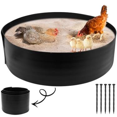 Imagem de Recipiente para banheira de pó de frango, 63 cm D x 14 cm A, galinheiro essencial dobrável, design sem fundo para galinhas, patos, perus, codornizes para fazendas, galinheiros