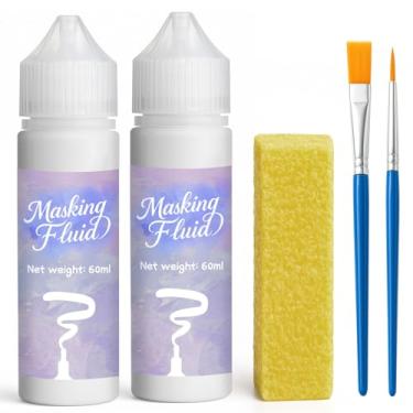 Imagem de 1DFAUL Fluido de mascaramento de 120 ml para pintura em aquarela, fluido de máscara de aquarela, espaço branco preciso, fácil de remover, látex à base de água, para artistas, iniciantes, proteção de