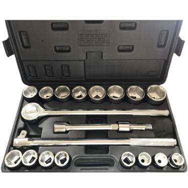 Imagem de TONYNOL Conjuntos de chaves de soquete de 3/10.2 cm, 21 peças, tamanho métrico (19-50 mm), 6 pontos, soquetes de aço CR-V com adaptadores e alça catraca, barra de disjuntor de cabeça flexível