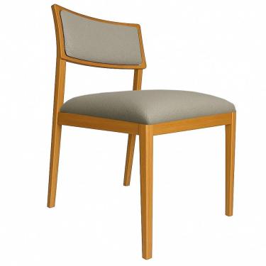 Imagem de Cadeira Siena Madeira Maciça Com Estofado Em Tecido 2 Peças - Élpis Móveis Couro Ecológico Bege Nogueira