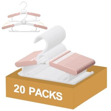 Imagem de YeJieYJ Cabides de armário de bebê, antiderrapantes e extensíveis, para roupas de bebê, 20 peças, cabide de plástico ajustável de 28 a 38 cm para meninas, meninos, crianças e crianças (rosa)