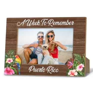 Imagem de Porta-retrato de Porto Rico, lembranças de Porto Rico, presentes de Natal para amigos, colegas de trabalho, presentes tropicais de lua de mel para casais, 10 x 15 cm, decoração de prateleira de mesa