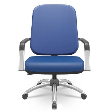 Imagem de Cadeira de Escritório Giratória com Braço Cromada Magno P03 Vinil Azul - Lyam Decor
