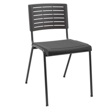 Imagem de Cadeira Empilhável Fixa Escritório Multiuso Base Preta Kimi P03 Preto - Lyam Decor