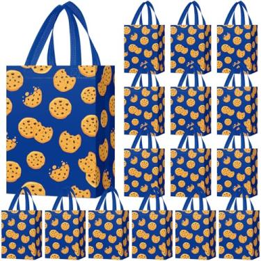 Imagem de Locmeo 24 sacos de lembrancinha de festa com alças reutilizáveis sacos de presente não tecidos para aniversário de meninas, meninos, 20 x 10 x 25 cm (biscoito)