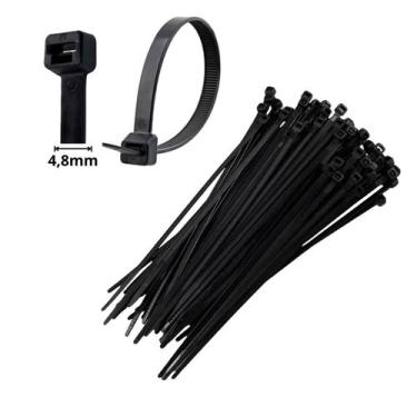 Imagem de Abraçadeira Plástica Nylon Preta 200mm Fita 4,8mm 100un - Mestre da Fi