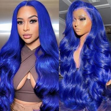 Imagem de Peruca frontal de renda TYUKY Blue Human Hair Body Wave 20"
