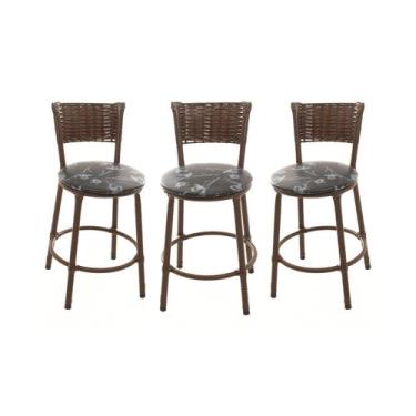 Imagem de KIT 3 Banquetas Baixa Encapada Junco ARGILA Area Gourmet - ESPAÇO JUNC