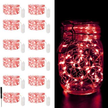 Imagem de String Lights CAMANTU, pacote de 12 m, 20 LED, vermelho, operado por b