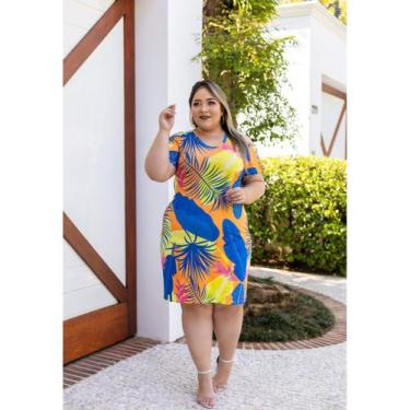Imagem de Vestido Midi Viscolycra Ombro De Fora Plus Size - luh may, Azul, G2