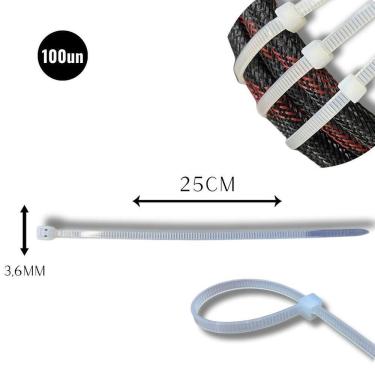 Imagem de Abraçadeira Nylon Enforca 3,6 X 250Mm Kit 100 Cinta Plástica
