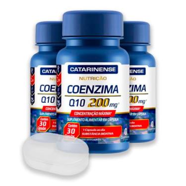 Imagem de Kit 3 Coenzima Q10 200mg Catarinense 30 Cápsulas + Porta Cápsulas