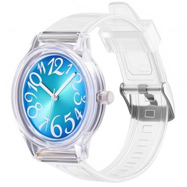 Imagem de Bumotse Relógio analógico digital à prova d'água com mostrador arco-íris olho de gato, relógio de pulso esportivo ultraleve de 36 mm, resistente à água de 3 ATM e números de fácil leitura para uso