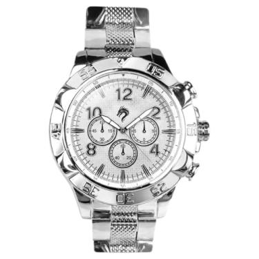 Imagem de Relógio masculino prata prova dagua + cordao cruz resistente original preto religioso