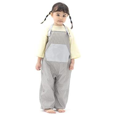 Imagem de Macacão infantil impermeável – alças ajustáveis, calça leve para chuva, bagunça e lama, Listra cinza, XG