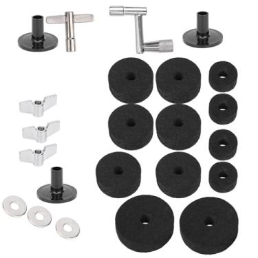 Imagem de RiToEasysports Kit de Pratos de Feltro para Bateria - Antiderrapante Com Porcas e Arruelas de Base - Melhora a Qualidade e o Desempenho do Som para Bateristas (Preto)
